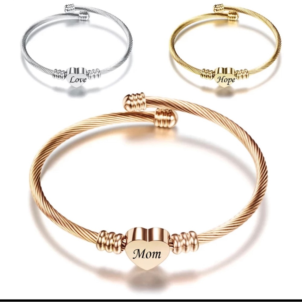 Customize MomHeart Charm Bracelets New Stainless Steel Cuff  Bracelet Bangle